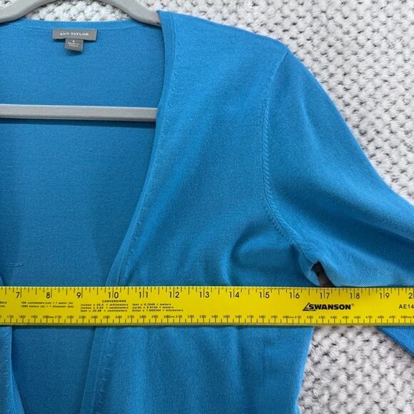 Ann Taylor Cardigan Tank Set Womens S Blue Silk Front Tie Scoop Neck Whimsi - Picture 8 of 14